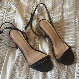 Lulu's Black Heels with Slingback Design and Open Toe